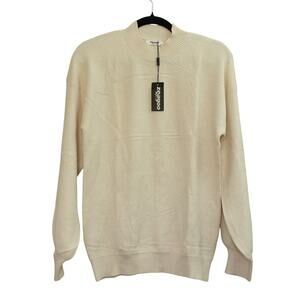 NWT Zeagoo Womens Pullover Sweater Knit Mock Neck Long Sleeves Cream Size M